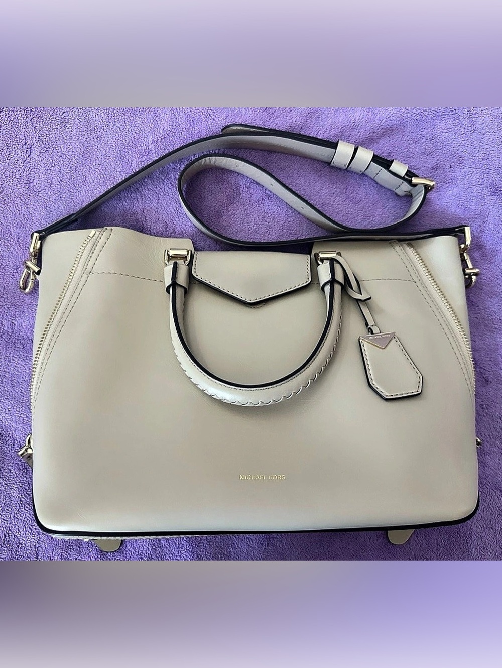 Michael Kors Blakely Large Leather Tote Satchel in color Oat